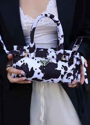 Сумка bonnie mini printed leather handbag white/dark brown