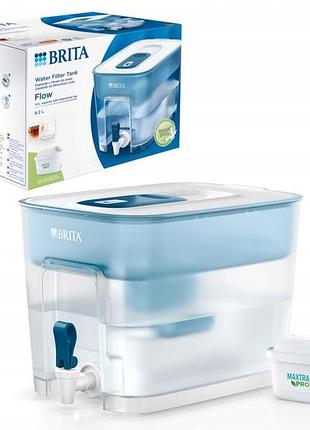 Фільтруючий кувшин для води brita flow xxl 8,2л блакитний з краном + картридж