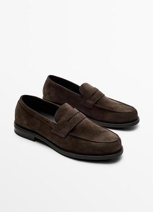 Лофери жіночі massimo dutti коричневі замшеві