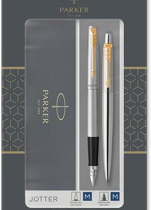 Parker jotter duo 2093257 подарунковий набір з пером і ручкою сірий 2 шт.