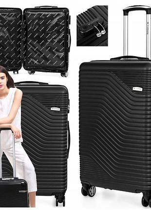 Середній подорожній чемодан на колесах з abs міцний з кодовим замком xl сапфіровий дует