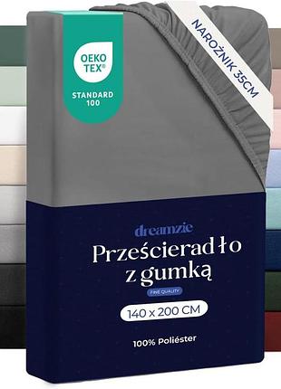 Dreamzie простирадло з гумкою 140 x 200 см з м'якої мікрофібри висота кишені 35 см для товстих матраців сертифікат oeko-tex