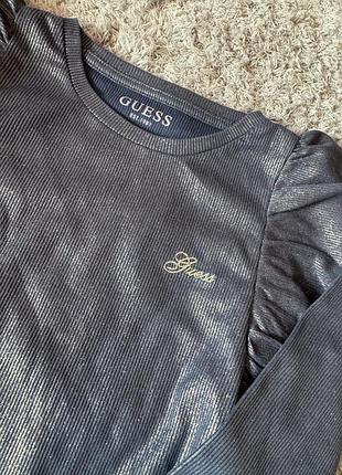 Лонгслів дитячий guess доя дівчинки синій із золотим напиленням розмір 6/7 поліестер та спандекс