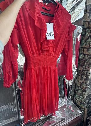 Жіноча коротка сукня zara червона xs