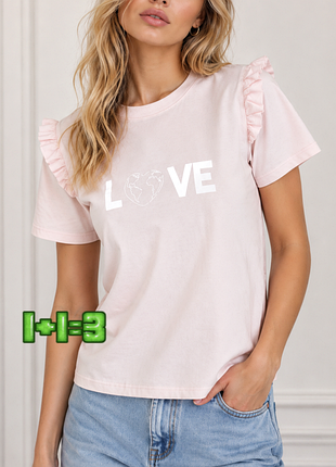 💝1+1=3 фирменная зефирно-розовая футболка хлопок f&amp;f, размер 48 - 50