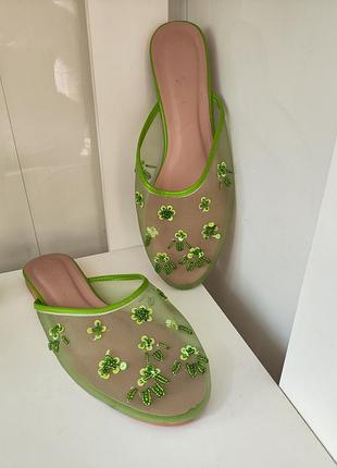 Трендовые сетчатые мюли шлепанцы seqwl (asos) с бисером и пайетками, р. 41