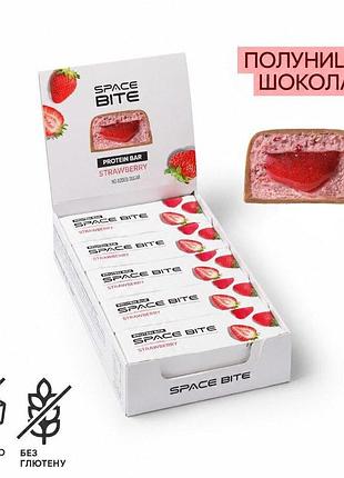 Блок батончиков spacefood space bite protein bar strawberry-chocolate, 10*45 грам