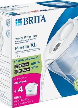 Фільтруючий кувшин brita marella xl 3,5л з 4 вставками білий