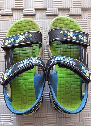 Босоніжки сандалі skechers для хлопчиків, зелені з синім