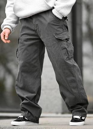 Карго штаны oversize серые с поясом вт5295 2