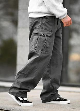 Карго штаны oversize серые с поясом вт5295 3