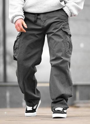 Карго штаны oversize серые с поясом вт5295 9