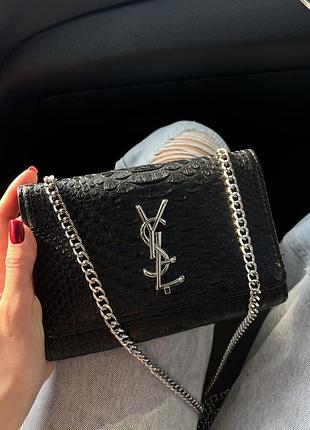 Клатч жіночий yves saint laurent чорний зі зміїним принтом