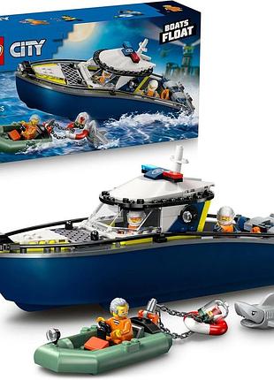 Lego city поліцейське переслідування на човні конструктор з моторним човном і гумовим човном злодія подарунок для дітей 6+ 60456
