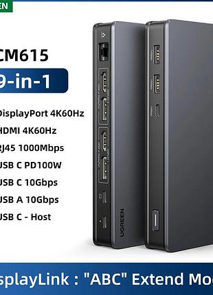 Док-станция для windows 10/macos 9 в 1 ugreen cm615 многофункциональная док-станция для ноутбука 2