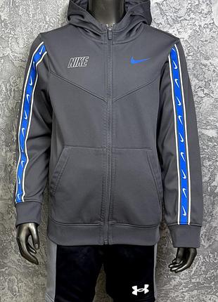 Nike dri fit кофта на флисе 137-147 см подростковая спортивная серая