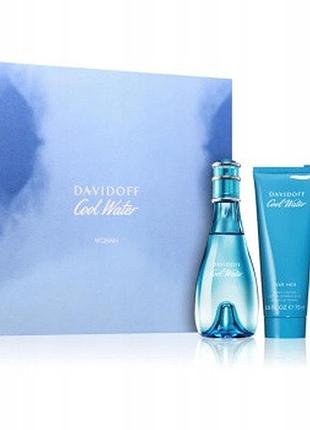 Туалетна вода davidoff cool water woman edt 100 мл + гель 75 мл + бальзам 75 мл