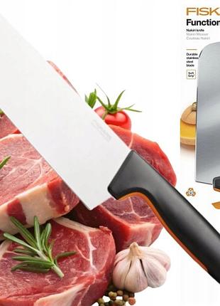 Ніж fiskars santoku для азіатського нарізання premium кухонний гострий міцний 16cm