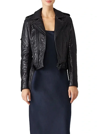 Женская кожаная утепленная куртка косуха the kooples leather biker jacket - 3 eu40262 it44