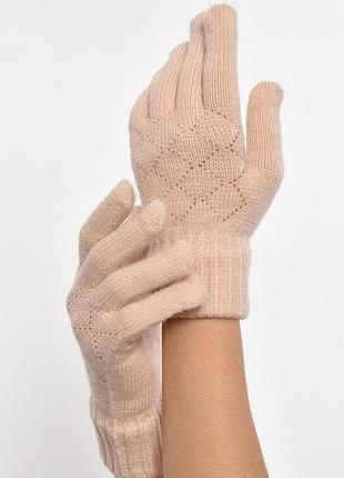 Рукавички жіночі трикотажні бежевого кольору 187408k