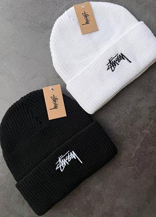 Шапка stussy мужская шапка на зиму стусы спортивная шапка черная stussy