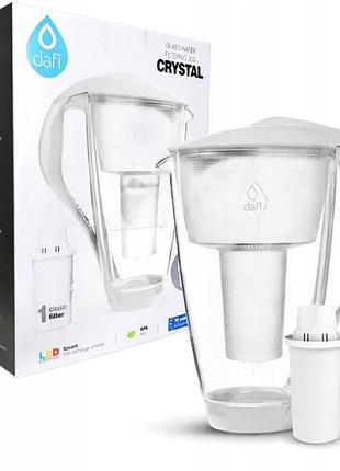 Фільтрувальний глечик dafi crystal led скляний білий + 2x фільтр classic