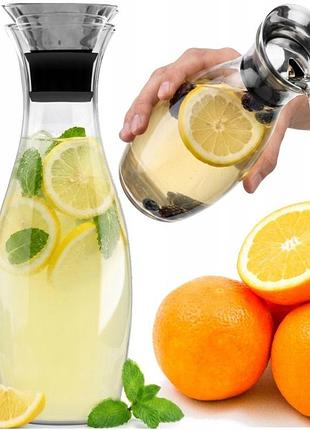 Графин vialli design amo drip-free скляний для води та напоїв 1300 мл