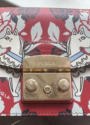 Крос-боді шкіряна червона для жінок furla лімітована колекція з тваринним принтом, оригінал