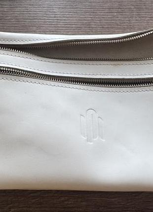 Бананка унісекс poliakov leather біла шкіряна