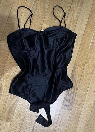 Боді жіноче h&m сатинове чорне