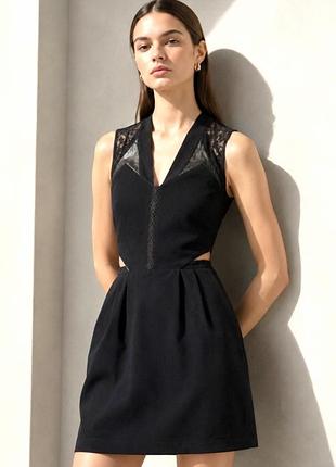 Чорне плаття the kooples з декором мереживо шкіра ягняти /0000h/