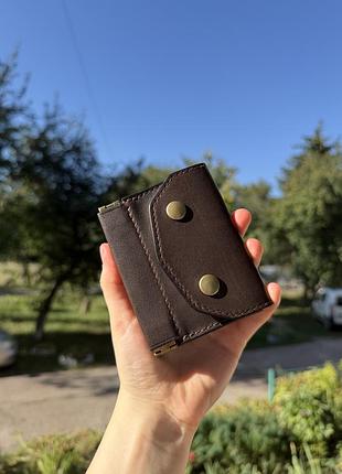 Шкіряний гаманець takumi dark chocolate ручної роботи