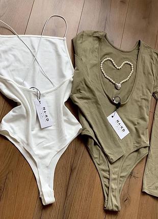 Жіноче боді na-kd оливкове з відкритою спинкою l/xl