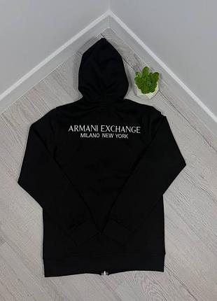 Чоловіча кофта armani exchange на блискавці чорна | зіп-худі armani exchange | зіпка армані чорна | чоловіча олімпійка армані