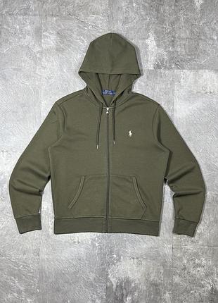 Зіп худі polo ralph lauren поло ральф лорен кофта на блискавці з капюшоном чоловіча оригінал хакі оливкова zip hoodie m l розмір зипка оригінальна