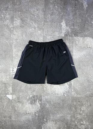 Шорти new balance нью беленс спортивні для бігу тренувань чоловічі легкі чорні шорты нью баланс