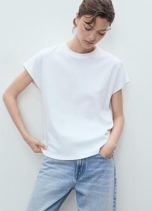 Белая футболка оверсайз mango - s, m 3