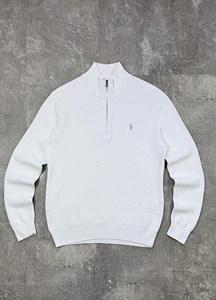 Светр polo ralph lauren кофта ральф лорен zip зіп на замку white білий оригінал чоловічий світшот джемпер пуловер кофточка 1/4 zip sweater s m