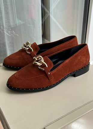 Теракотові лофери з натуральної замші від river island
