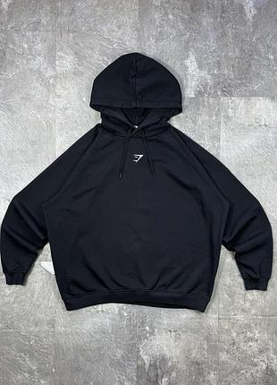 Худі gymshark джимшарк чоловіче чорне з капюшоном спортивне кофта балон оверсайз світшот толстовка m l
