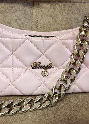 Сумка жіноча gucci рожева стьобана