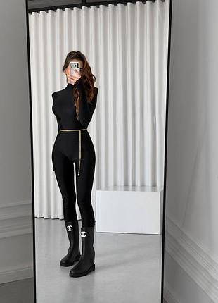 Chnl  black knee high rain boot 4