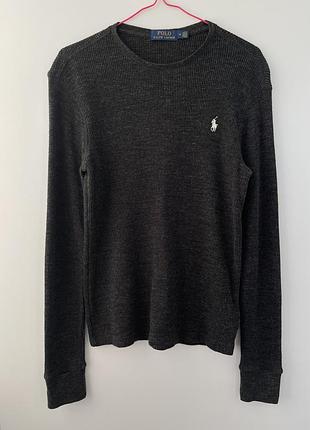 Чоловічий лонгслів / кофта polo ralph lauren (m) оригінал, темно-сірий вафельний