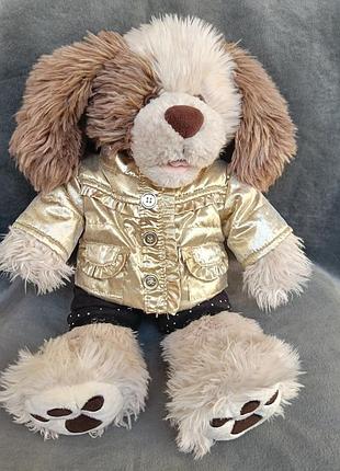 Мягкая игрушка build-a-bear workshop пушистый цуцик shaggy puppy в золотой курточке и штанишках