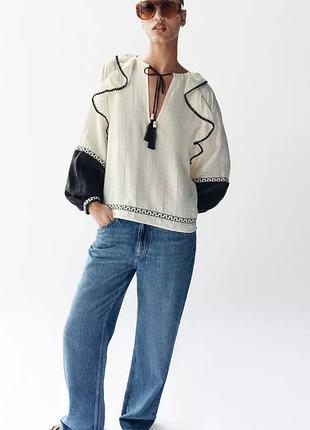 Вишиванка сорочка zara з воланами xs