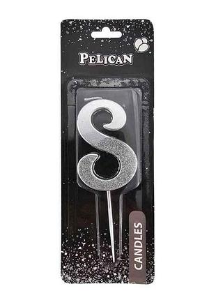 Свеча-цифра 8 5см серебро с блестками арт.863318 тм pelican