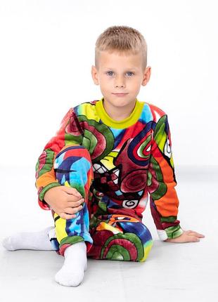Пижама махровая для мальчика, зимняя, вельсофт, 98см, 104см, 110см, 116см, 122см
