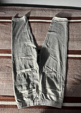 Штани карго cropp wide leg 34/l світло-сірі