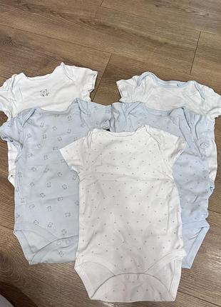 Боді для хлопчика, білий та блакитний, короткий рукав