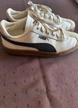 Кеди puma білі з чорним, натуральна шкіра
